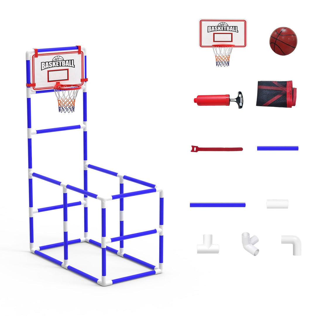 Kids\' Basketball Game Set with 2 Balls Adjustable Height Basketball Hoop Arcade Game Indoor Outdoor Toys for Boys Girls Aged 3-12