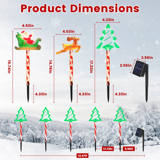 5PCS Christmas Pathway Lights with 8 Modes & Waterproof Design