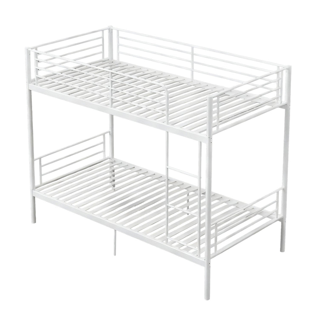 Twin Over Twin Metal Bunk Bed with Ladder and Guardrails