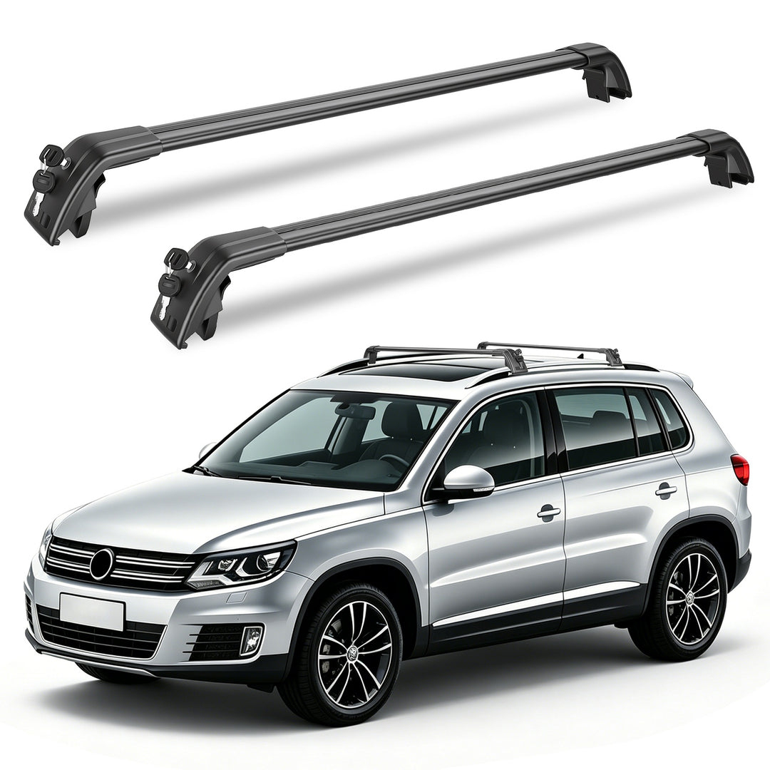 Roof Rack Cross Bars Fit for Volkswagen Tiguan 2018-2026 & Taos 2022-2026 with Factory Raised Side Rails Lockable Alumin
