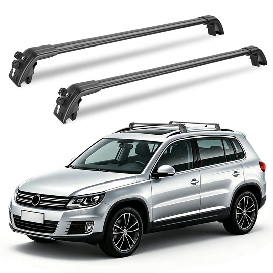 Roof Rack Cross Bars Fit for Volkswagen Tiguan 2018-2026 & Taos 2022-2026 with Factory Raised Side Rails Lockable Alumin