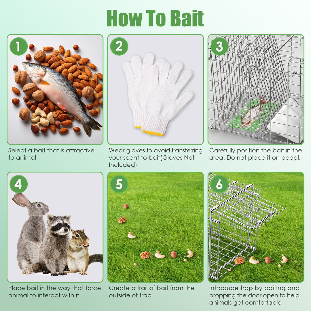 31×12×11" Heavy-Duty Folding Animal Trap | Humane Catch-and-Release Cage
