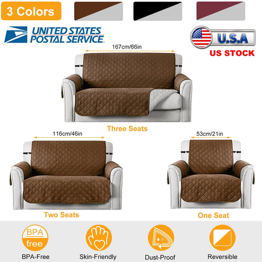 Reversible Sofa Cover Chair Loveseat Couch Slipcover Microfiber Cushion Furniture Protector Shield Water-Resistant w/ Elastic Strap for Kids Pet Dog C