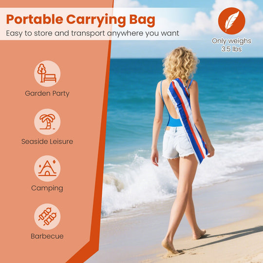 6.5 Feet Beach Umbrella with UPF50+ Sun Protection and Push Button Tilt-Colorful