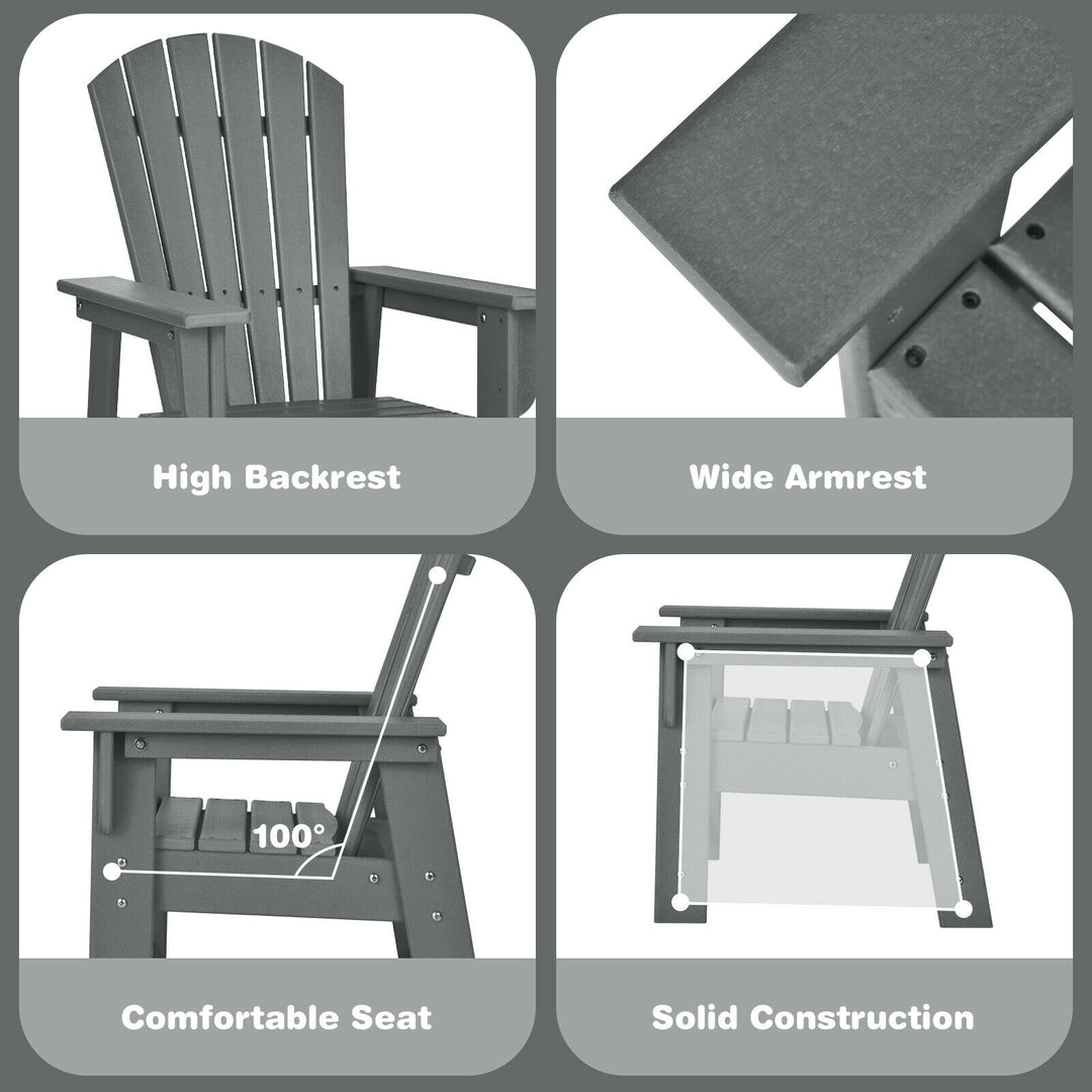 Patio Kids' Adirondack Chair with Ergonomic Backrest-Gray