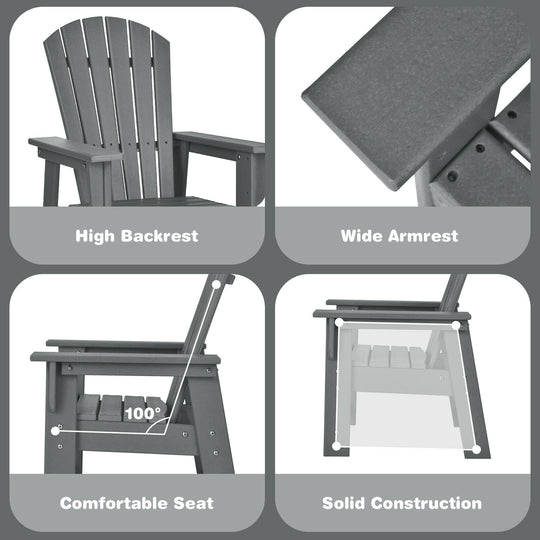 Patio Kids' Adirondack Chair with Ergonomic Backrest-Gray