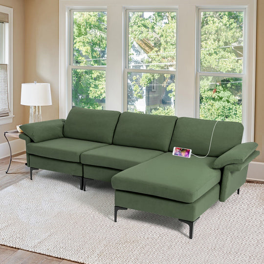 Extra Large Modular L-shaped Sectional Sofa with Reversible Chaise for 4-5 People