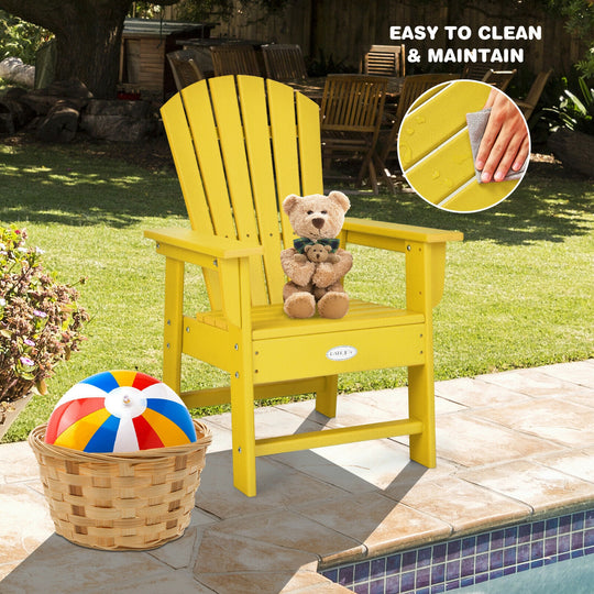 Patio Kids' Adirondack Chair with Ergonomic Backrest-Yellow
