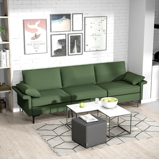 Large 3-Seat Sofa Sectional with Metal Legs for 3-4 people