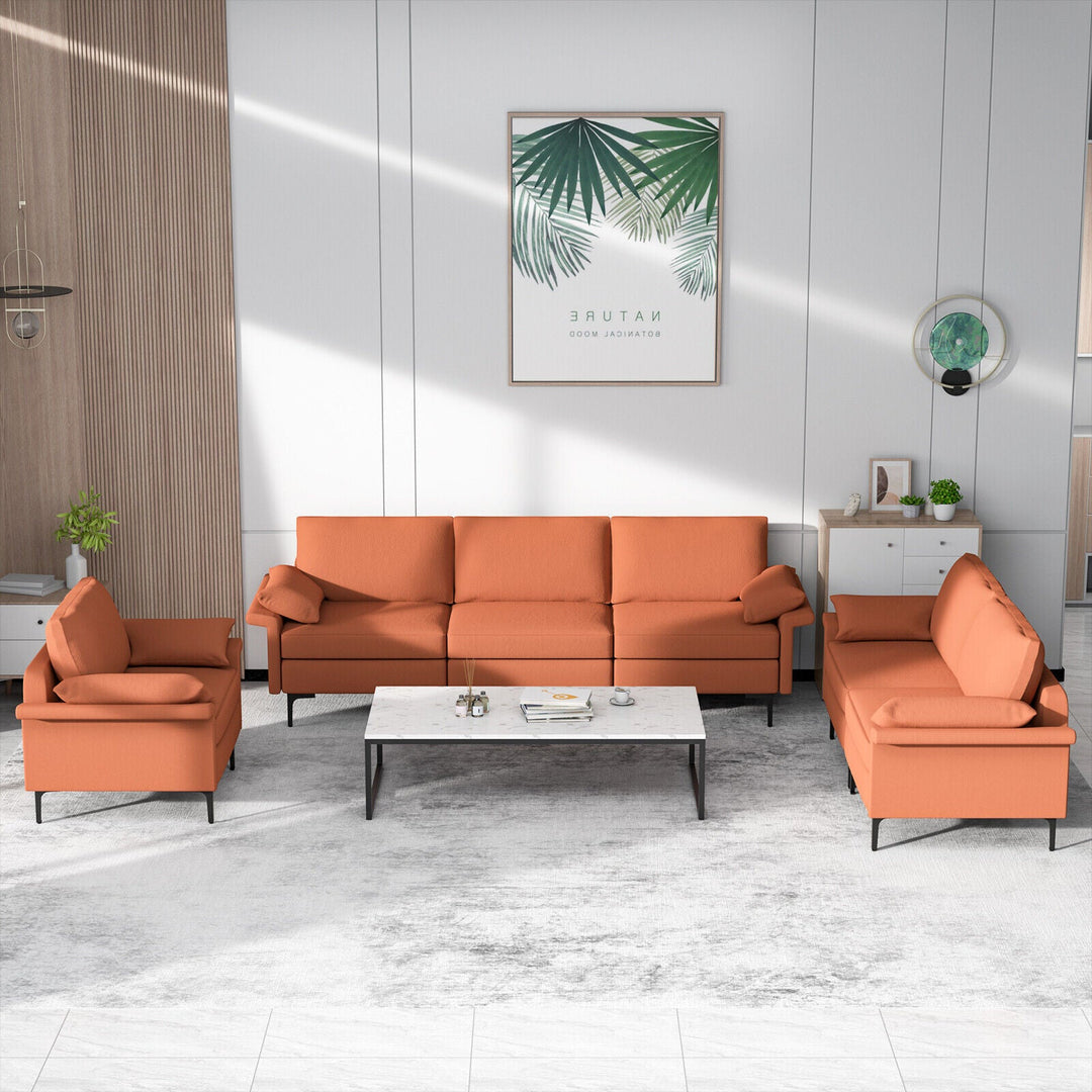 Large 3-Seat Sofa Sectional with Metal Legs for 3-4 people