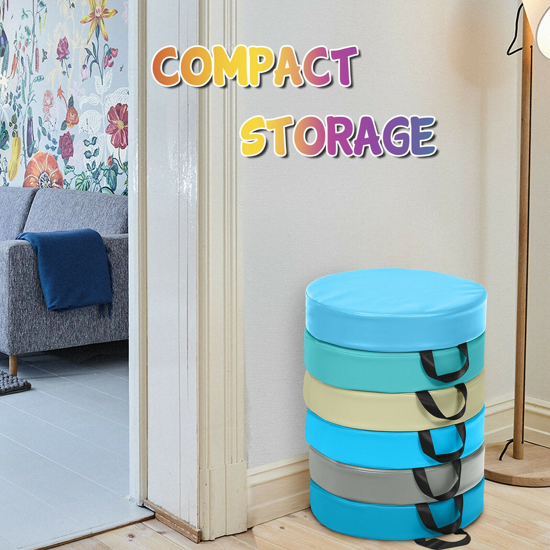 6 Pieces 15 Inch Round Toddler Floor Cushions-Blue