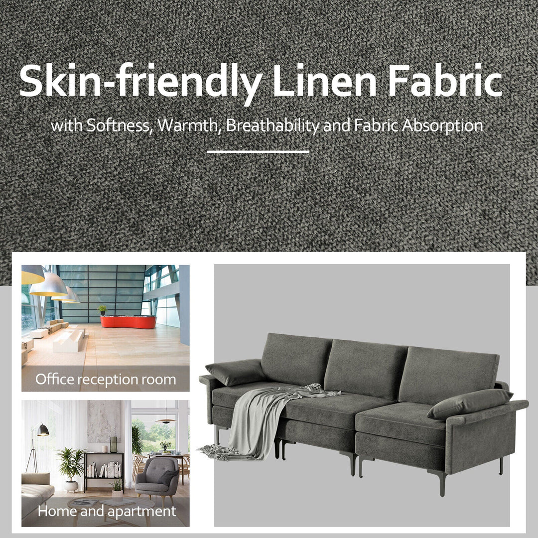 Large 3-Seat Sofa Sectional with Metal Legs for 3-4 people