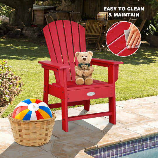 Patio Kids' Adirondack Chair with Ergonomic Backrest-Red