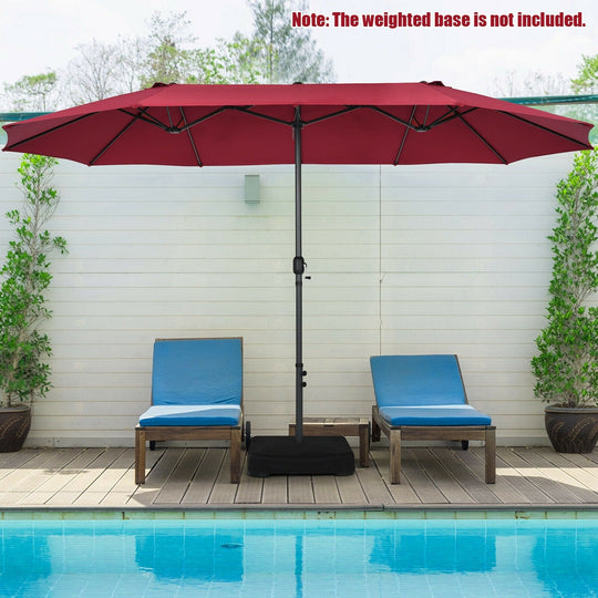 Double-Sided Patio Umbrella with Push Button Tilt Crank Handle