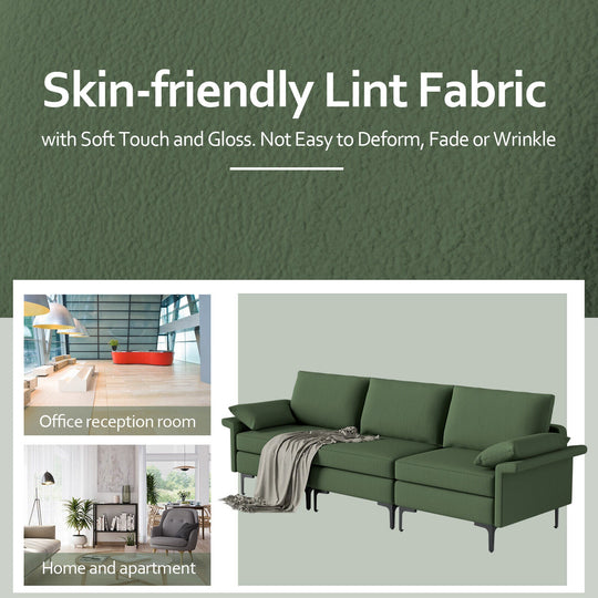 Large 3-Seat Sofa Sectional with Metal Legs for 3-4 people