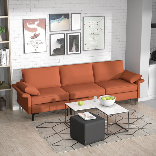 Large 3-Seat Sofa Sectional with Metal Legs for 3-4 people