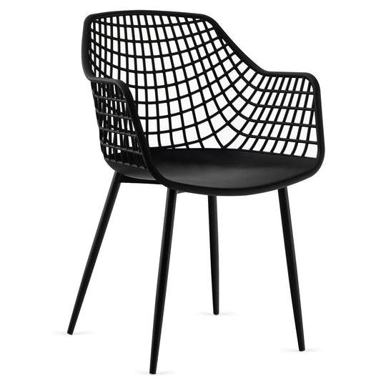 Set of 4 Heavy Duty Modern Dining Chair with Airy Hollow Backrest