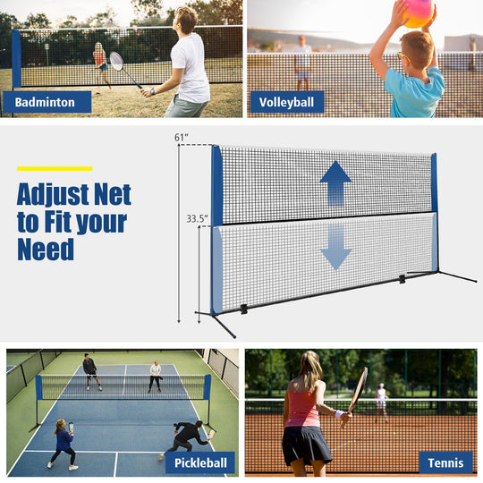 10/14 Feet Adjustable Badminton Net Stand with Portable Carry Bag