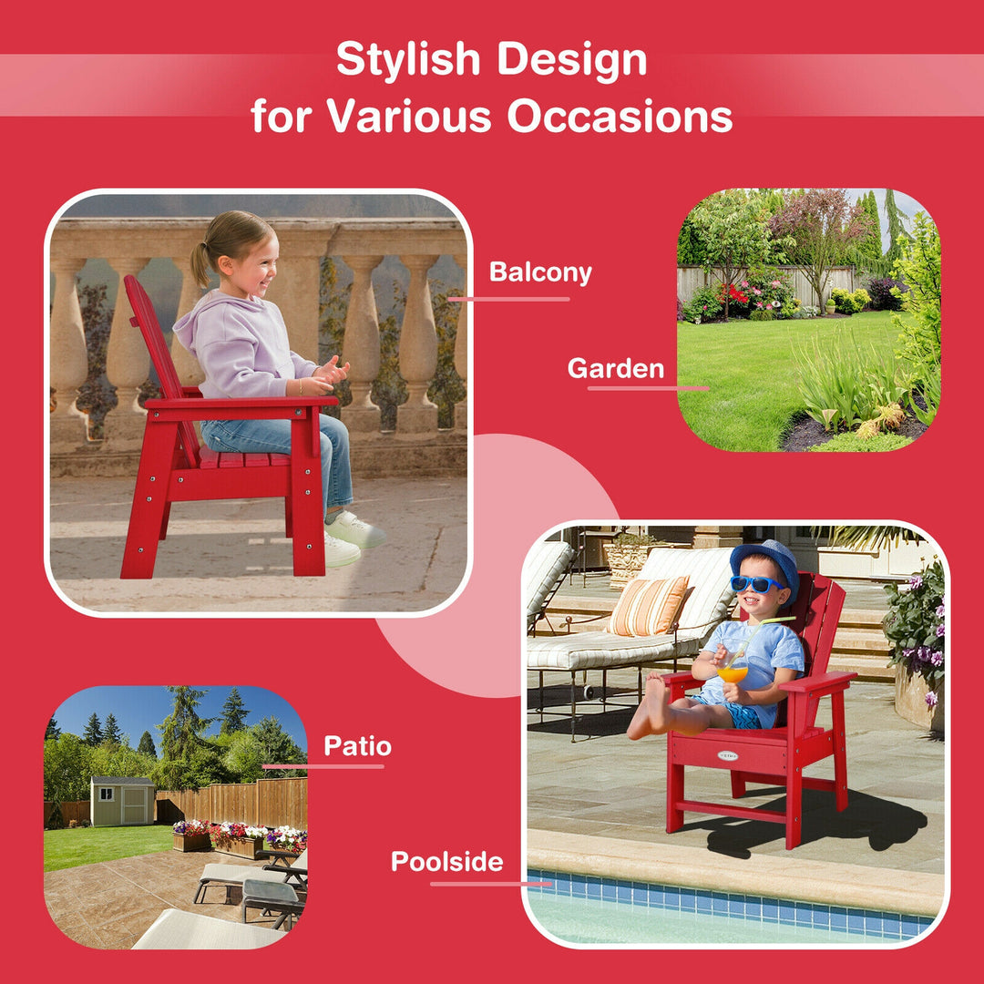 Patio Kids' Adirondack Chair with Ergonomic Backrest-Red