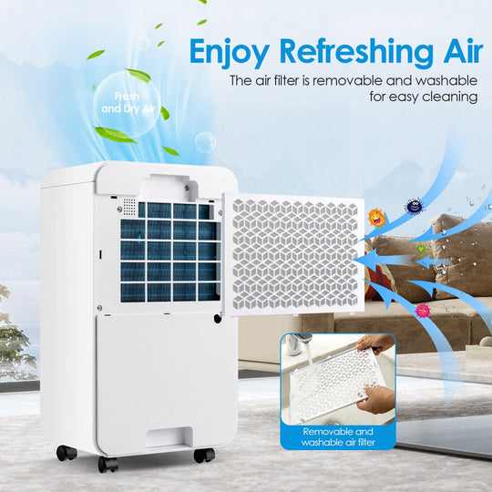 32 Pints 2000 Sq. Ft Dehumidifier for Home and Basements with 3-Color Digital Display-White