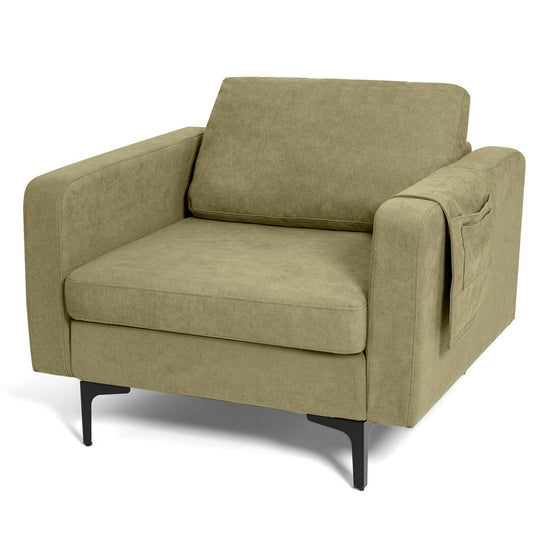 Modern Accent Armchair with Side Storage Pocket
