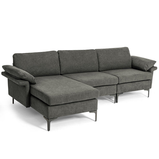 Extra Large Modular L-shaped Sectional Sofa with Reversible Chaise for 4-5 People