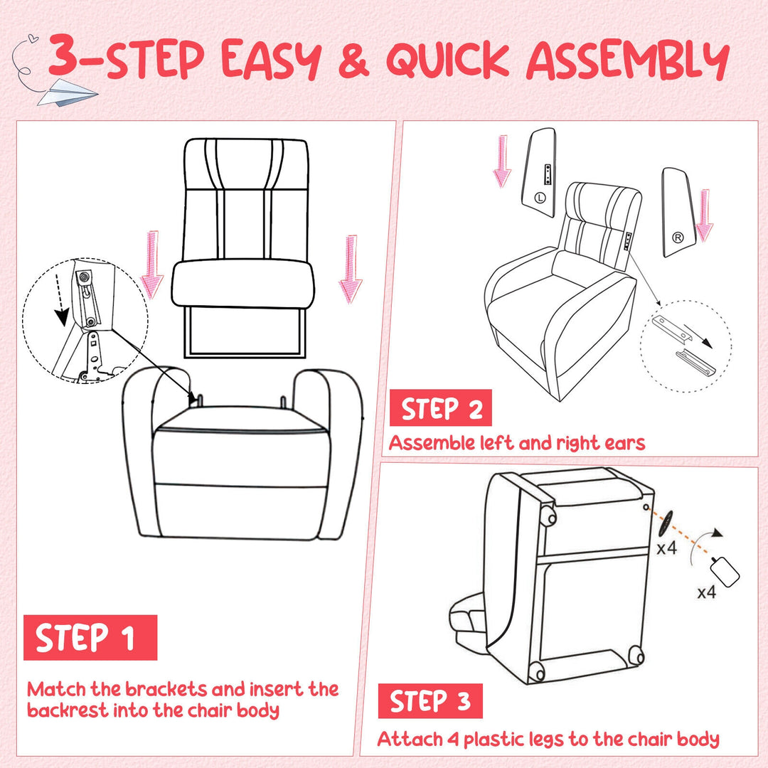 Kids Recliner Chair with Side Pockets and Footrest-Red