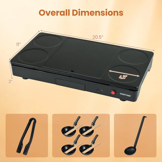 Electric Raclette Grill with 4 Nonstick Woks and Spatulas