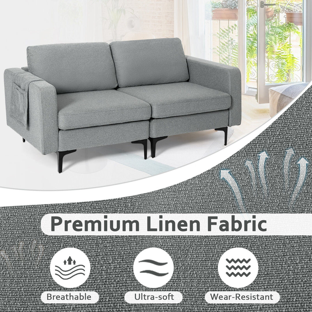Modern Loveseat Sofa Couch with Side Storage Pocket and Sponged Padded Seat Cushions
