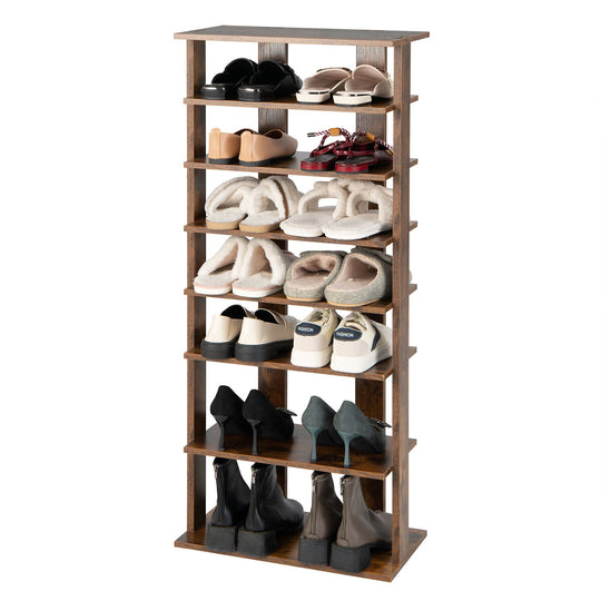7-Tier Dual Shoe Rack Free Standing Shelves Storage Shelves Concise-Black