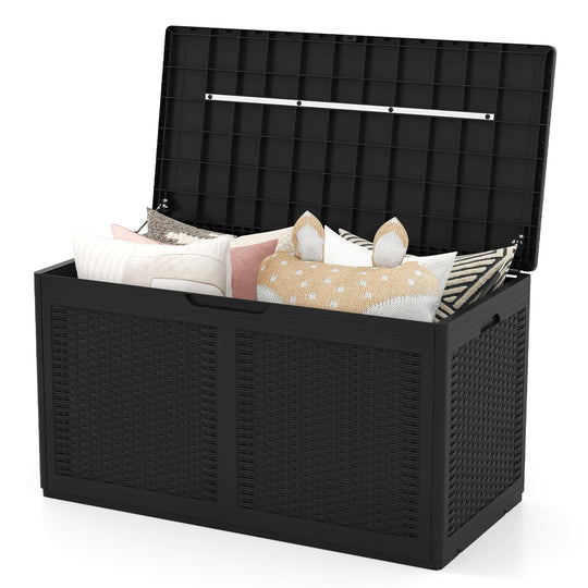 100 Gallon Resin Deck Box Outdoor Waterproof Storage Bench