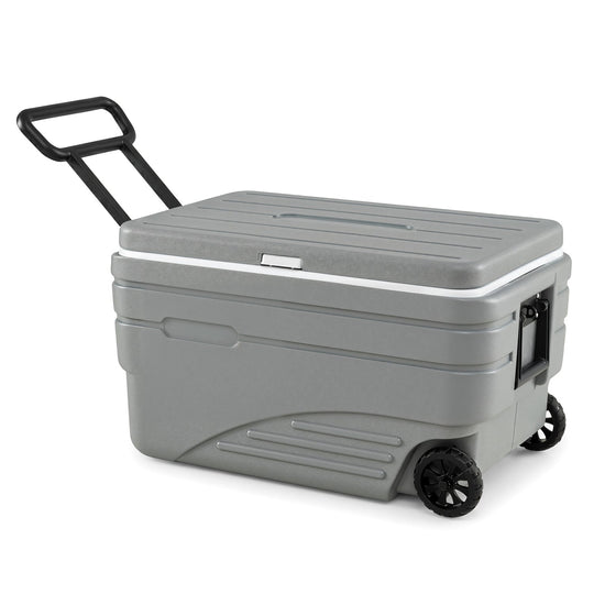103 Quart Wheeled Cooler with Pull Handle and Drain Plug