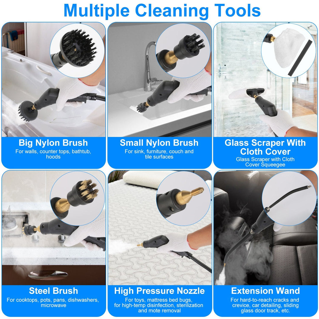 2500W Handheld Steamer – High-Pressure Cleaner with 9 Accessories & 6 Steam Levels