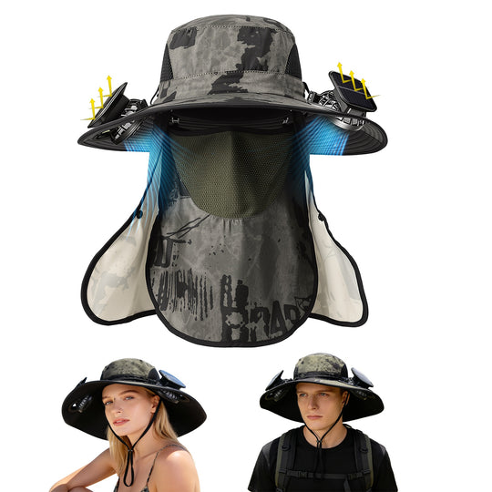 Solar Fan Hat with UPF50+ Sun Protection & Neck Flap