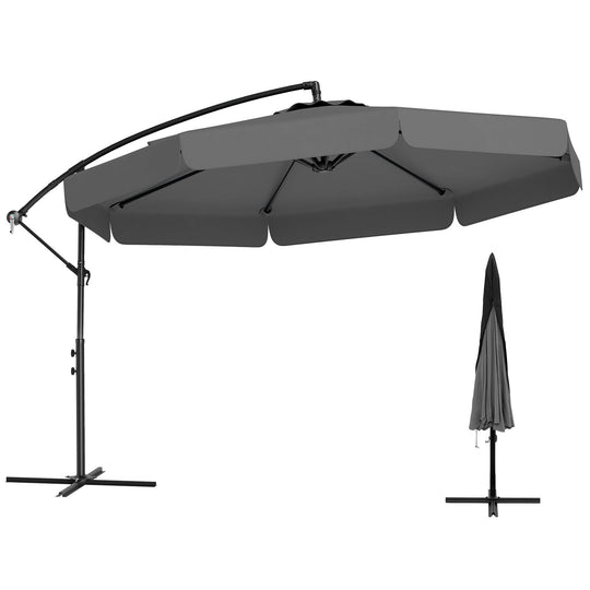 10 Feet Patio Cantilever Umbrella with Cover Tilt Adjustment and Ruffled Edge