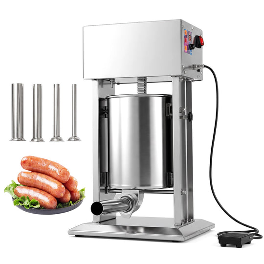 10L Electric Sausage Stuffer with 4 Tubes & Foot Pedal