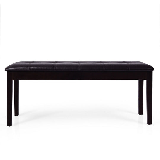 Upholstered Dining Room PU Bench Solid Wood Button Tufted