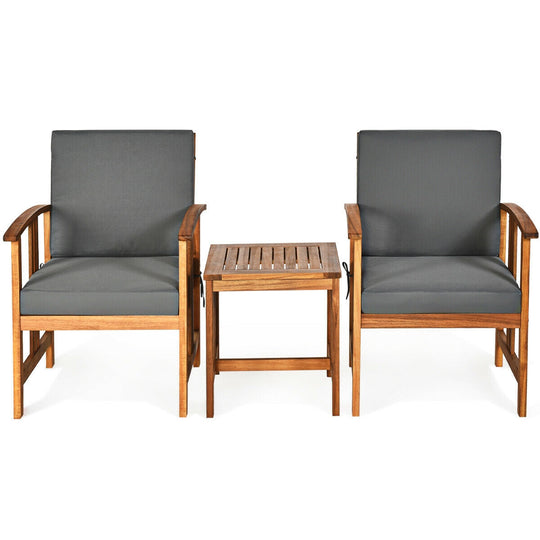 3PC Solid Wood Outdoor Patio Sofa Furniture Set