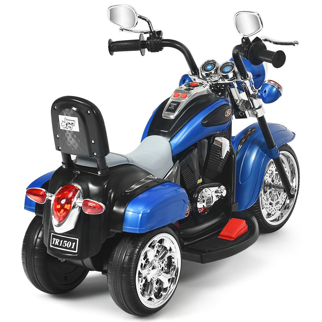 6V Powered Toddler 3-Wheel Motorbike Ride On Toy with Horn and Headlight-Black and White