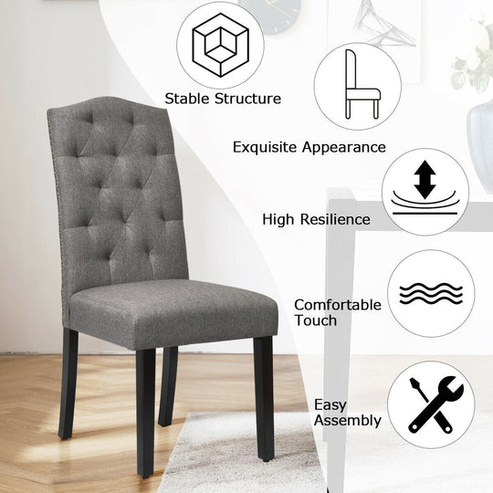 Set of 2 Tufted Upholstered Dining Chairs