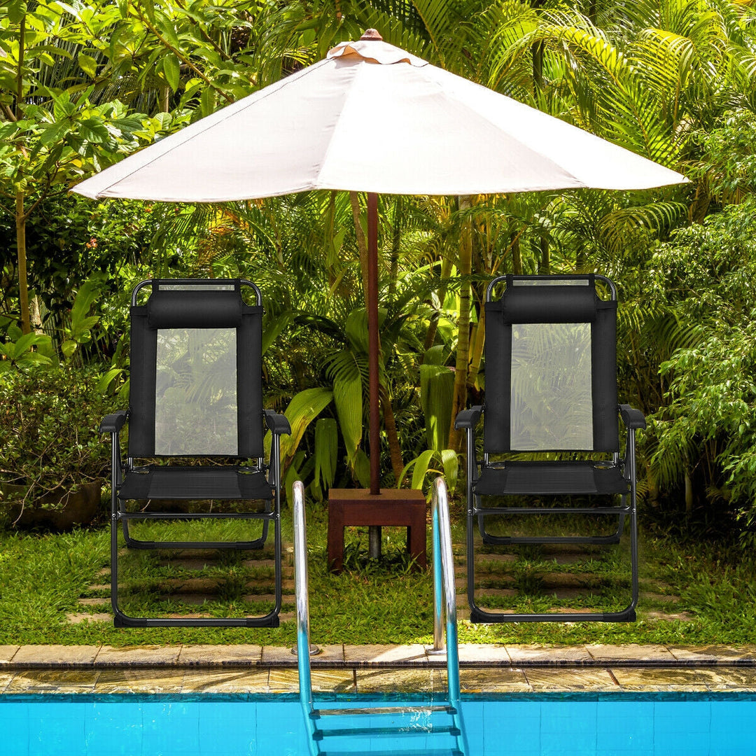4 Pieces Patio Garden Adjustable Reclining Folding Chairs with Headrest