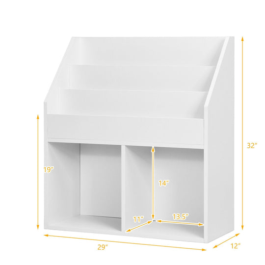 Kids Wooden Bookshelf Bookcase Children Toy Storage Cabinet Organizer-White