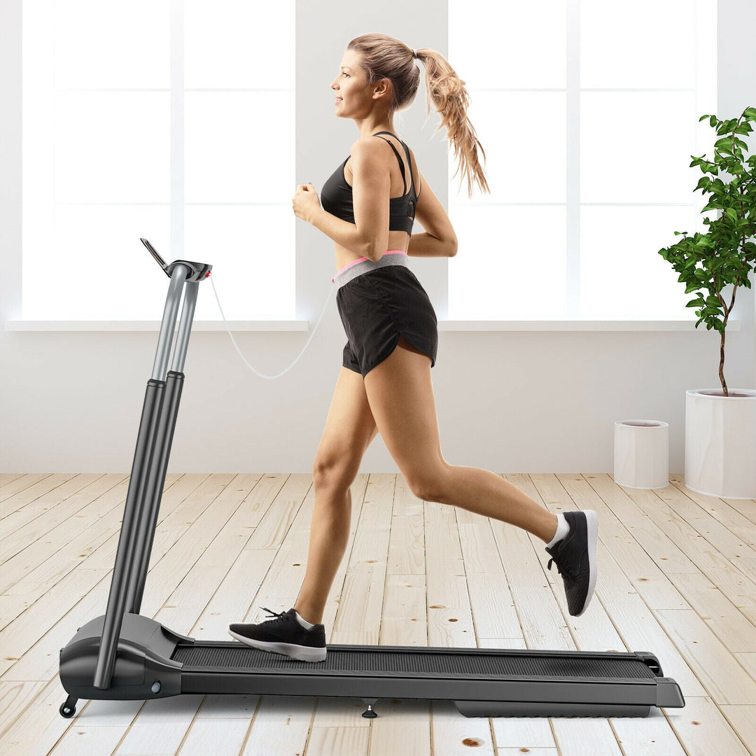 Compact Folding Treadmill with Touch Screen APP Control-Black