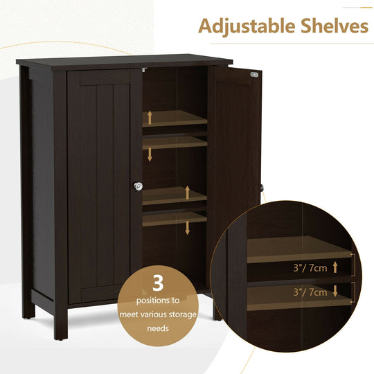 2-Door Bathroom Floor Storage Cabinet Space Saver Organizer