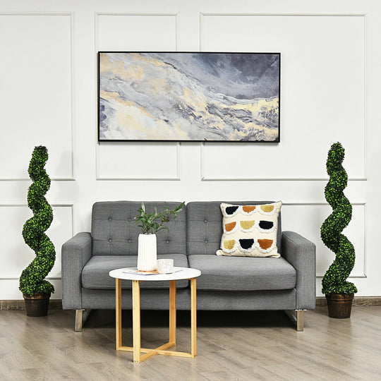 2 Pack 4 Feet Artificial Spiral Boxwood Topiary Indoor Outdoor Decor