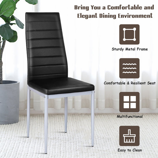 4 pcs PVC Leather Dining Side Chairs Elegant Design