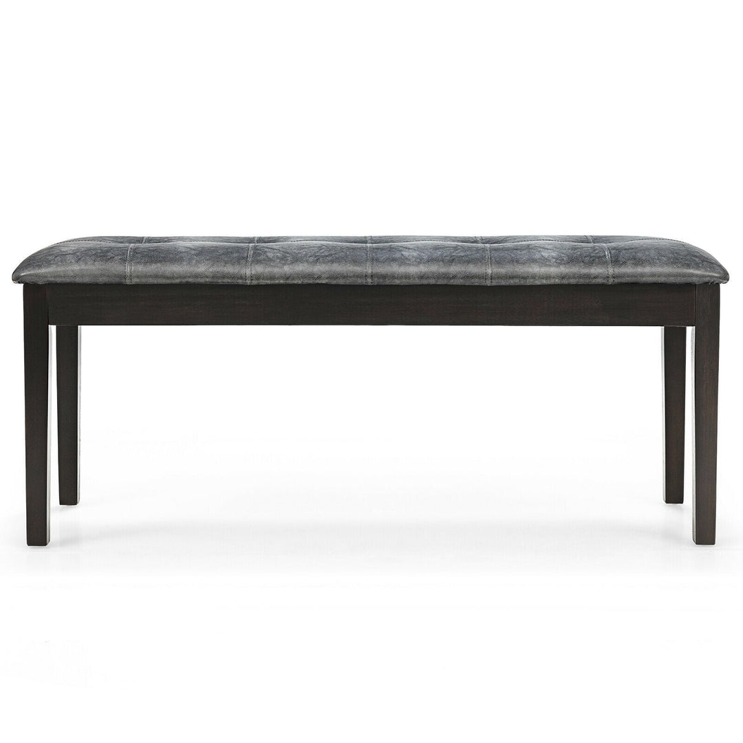 Upholstered Dining Room PU Bench Solid Wood Button Tufted