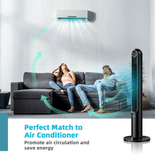 42 Inch 80 Degree Tower Fan with Smart Display Panel and Remote Control