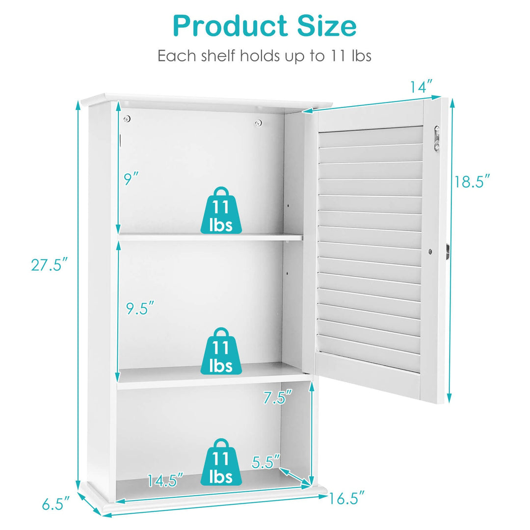27.5 Inch H Wall Hanging Bathroom Storage Cabinet