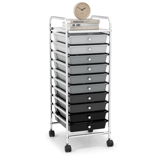 10 Drawer Rolling Storage Cart Organizer with 4 Universal Casters